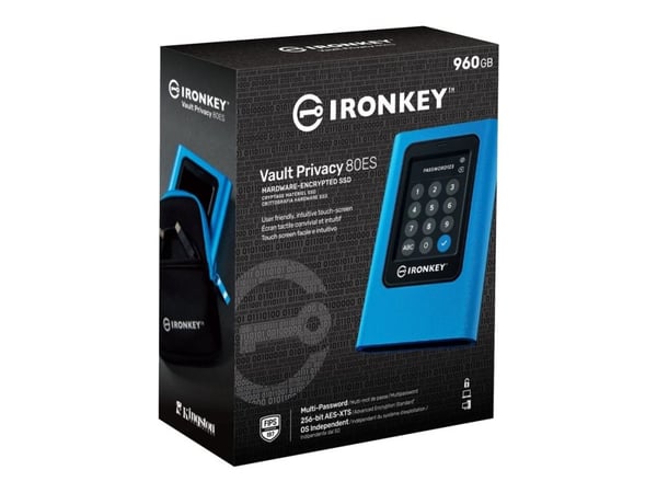 Kingston IronKey Vault Privacy 80 - SSD - kryptert - 960 GB - ekstern (bærbar) - USB 3.2 Gen 1 (USB-C kontakt) - 256-bit AES-XTS, FIPS 197 - TAA-sa...