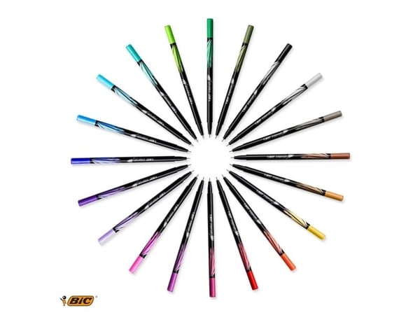 BIC 972135, Fin/medium, Sort, Blå, Brun, Grønn, Lyseblå, Lysegrønn, Oransje, Rosa, Lilla, Rød, Gult, 0,4 mm, 0,7 mm, Flerfarget, Rund
