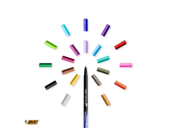 BIC 972135, Fin/medium, Sort, Blå, Brun, Grønn, Lyseblå, Lysegrønn, Oransje, Rosa, Lilla, Rød, Gult, 0,4 mm, 0,7 mm, Flerfarget, Rund