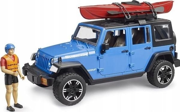 Bruder Jeep Wrangler Rubicon Unlimited med kajakk og figur, modellkjøretøy