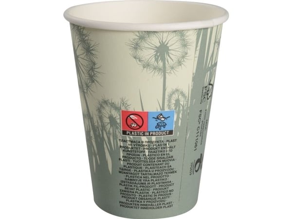 Kaffebæger Dandelion, ABENA Gastro, 11,2cm, Ø9cm, 36 cl, 38 cl, grøn, CPLA/pap - (20 stk.)