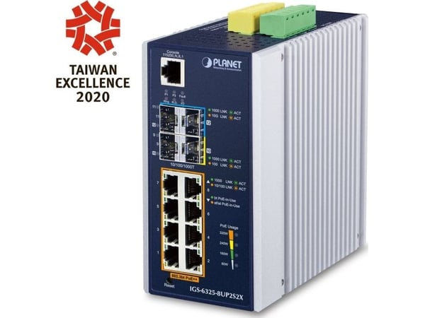 PLANET IP30 DIN-rail Industrial L3 8P, Håndtert, L3, Gigabit Ethernet (10/100/1000), Full tosidig, Kan monteres på vegg