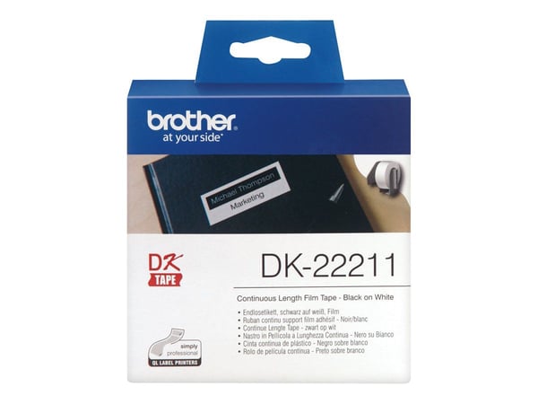 Brother DK-22211 - Hvit - Rull (2,9 cm x 15,2 m) merkelapper - for Brother QL-1050, QL-500, QL-550, QL-560, QL-570, QL-600, QL-650, QL-710, QL-720,...