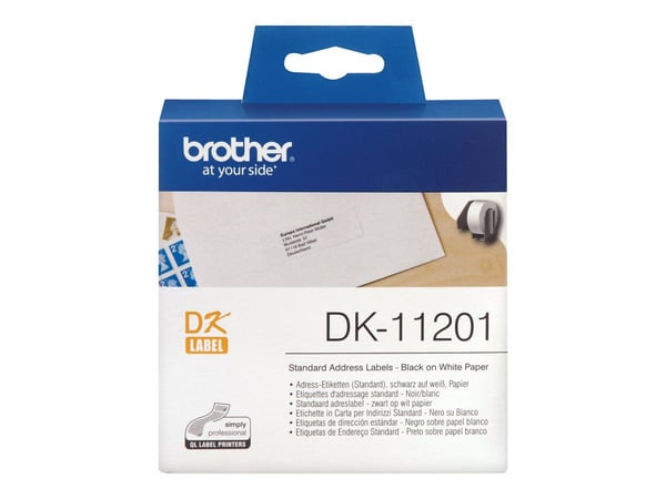 Brother DK-11201 - Svart på hvitt - 29 x 90 mm 400 etikett(er) (1 rull(er) x 400 adresselapper - for Brother QL-1050, QL-500, QL-550, QL-560, QL-57...