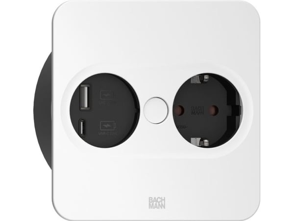 Bachmann 946.205, Type F + USB A + USB C, Upotettu työpöytä, 4 cm, Ruostumaton teräs, Metalli, Muovi, IP20