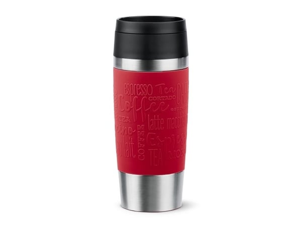 emsa isolert krus TRAVEL MUG Classic, 0,36 L., mørkerød, høykvalitets, vakuumisolert rustfritt stålhus, skyllebar - 1 stk (N20204)