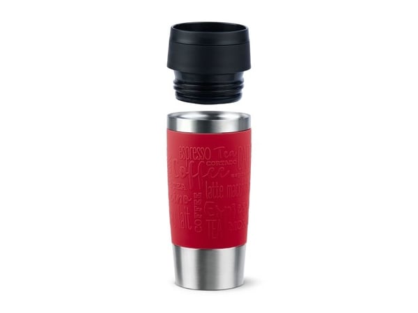 emsa isolert krus TRAVEL MUG Classic, 0,36 L., mørkerød, høykvalitets, vakuumisolert rustfritt stålhus, skyllebar - 1 stk (N20204)