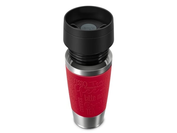 emsa isolert krus TRAVEL MUG Classic, 0,36 L., mørkerød, høykvalitets, vakuumisolert rustfritt stålhus, skyllebar - 1 stk (N20204)