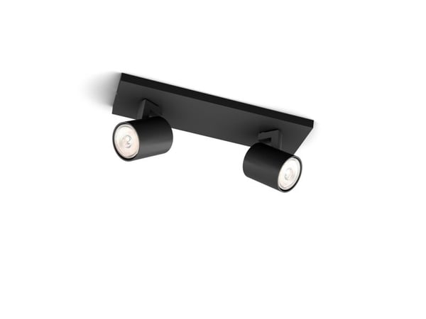 Philips Runner-spotlys til tak/vegg, 2 stk., Overflateegnet, GU10, 2 ampuller, LED, 220-240 V, Svart