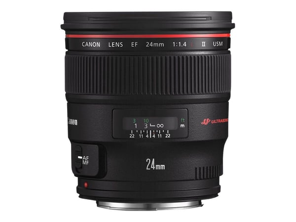 Canon EF - Vidvinkelobjektiv - 24 mm - f/1.4 L II USM - Canon EF - for EOS 1000, 1D, 50, 500, 5D, 7D, Kiss F, Kiss X2, Kiss X3, Rebel T1i, Rebel XS...