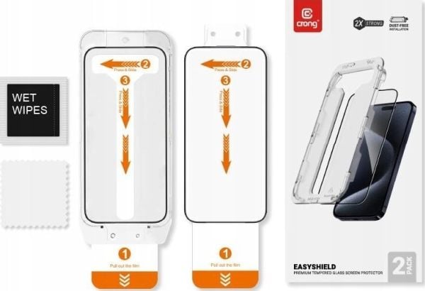 Crong EasyShield 2-pakning - iPhone 15 herdet glass (2 stk)