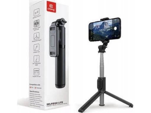 Selfiestang Crong SelfieGo kompakt selfiestang med Bluetooth-stativ (20–101 cm)