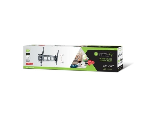 Techly ICA-PLB 622, 106,7 cm (42"), 2,54 m (100"), 600 x 200 mm, 800 x 600 mm, -15 - 5°, Sort