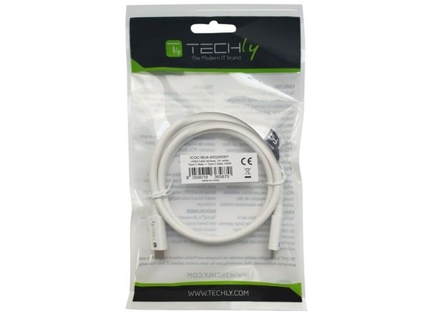 Techly ICOC-MU4-40G240W1, 1 m, USB C, USB C, USB4 Gen 3x2, 40 Gbit/s, Hvit