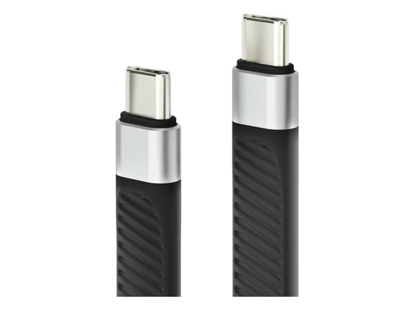 Techly ICOC-USBC-FL-U4, 0,124 m, USB C, USB C, USB4 Gen 2x2, 40 Gbit/s, Sort