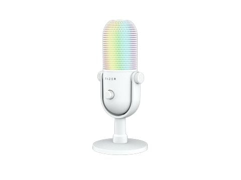 Razer Seiren V3 Chroma White - RGB-USB-mikrofoni, jossa on tap-to-mute-toiminto (RZ19-05060200-R3M1)