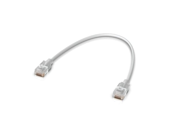 Ubiquiti UniFi - Koblingskabel - RJ-45 (hann) til RJ-45 (hann) - 30 cm - 2.5 mm - CAT 6 - formstøpt, Etherlighting technology, nano-thin - hvit