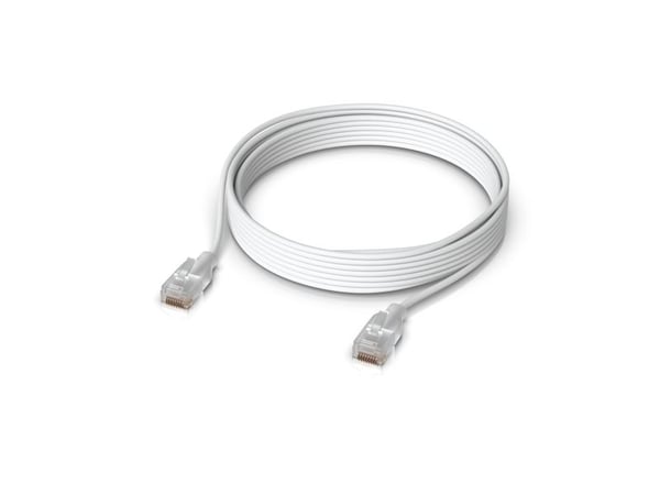 Ubiquiti UniFi - Koblingskabel - RJ-45 (hann) til RJ-45 (hann) - 5 m - 2.5 mm - CAT 6 - formstøpt, Etherlighting technology, nano-thin - hvit