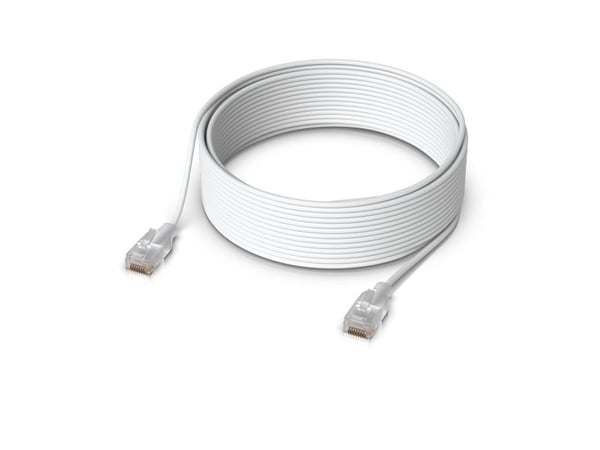 Ubiquiti UniFi - Koblingskabel - RJ-45 (hann) til RJ-45 (hann) - 15 m - 2.9 mm - CAT 6 - formstøpt, Etherlighting technology, nano-thin - hvit