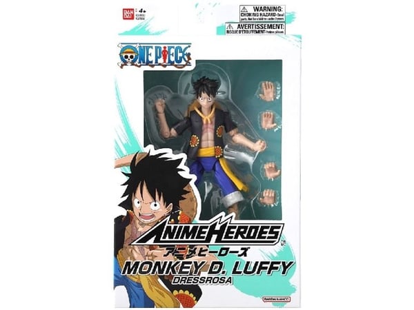 Bandai ANIME HEROES One Piece-figur med tilbehør, 16 cm - Monkey D. Luffy (Dressrosa-versjon)