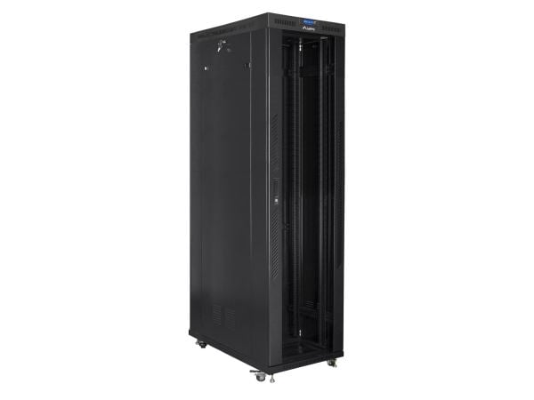Lanberg 19-tuumainen telinepystykaappi 47U 800x1200mm, LCD lasiovi (FLAT PACK) musta