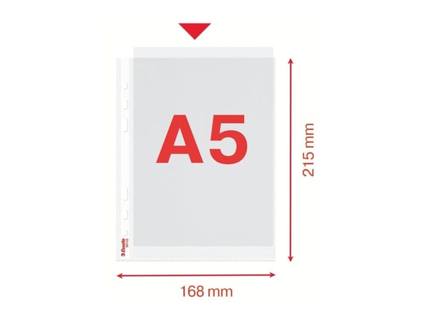 Plastlommer A5 Esselte 56123 0,075mm m/præg - (100 stk.)