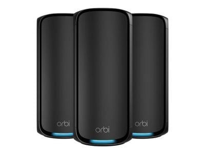 NETGEAR Orbi 970 Series RBE973SB - Wifi-system - (router, 2 förstärkare) - upp till 10.000 kvadratfot - mesh 10GbE, 2.5GbE, Wi-Fi 7 Quad-band