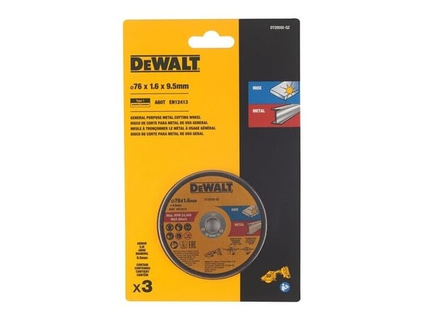 DeWALT DT20592-QZ, Leikkuukiekko, Metalli, Ruostumaton teräs, DeWALT, 9,5 mm, 7,6 cm, 1,6 mm