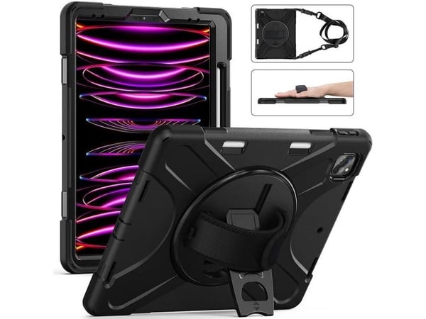 eSTUFF AUSTIN - Bagsidecover til nettbrett - grov - polykarbonat, silikon - sort - for Apple 13-tommers iPad Pro (M4)