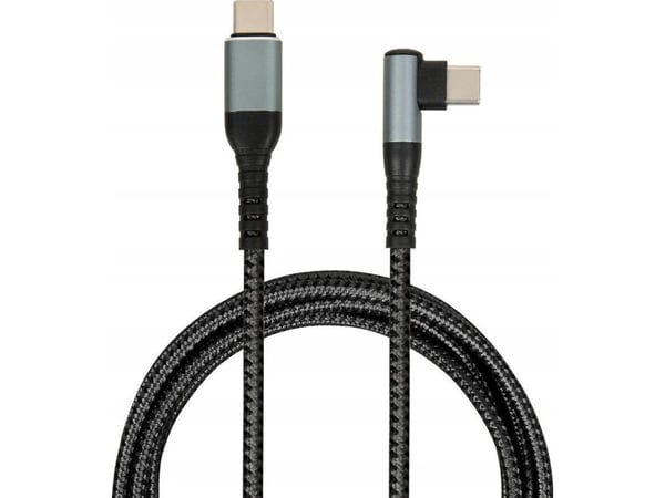 iBOX - USB-kabel - USB-C (hann) rett til USB-C (hann) vinklet - USB 2.0 - 20 V - 5 A - 2 m - USB Power Delivery (100 W) - grå, svart