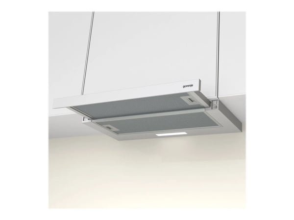 Gorenje Essential TH60E3W - Panser - teleskopisk - bredde: 60 cm - dybde: 30.6 cm - ekstraksjon og resirkulasjon (-) - hvit