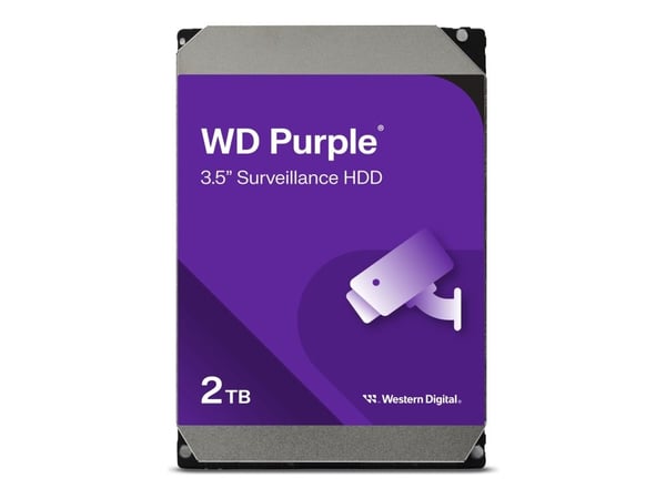 WD Purple Surveillance WD23PURZ - Hårddisk - 2 TB - inbyggd - 3.5" - SATA 6Gb/s - buffert: 64 MB