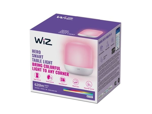 WiZ Hero-pöytävalaisin, Wi-Fi/Bluetooth, Valkoinen, LED, Ei vaihdettavissa oleva hehkulamppu, 2200 K, 6500 K
