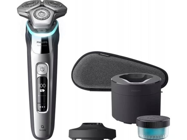 Philips SHAVER Series 9000 S9975/55 Sähköparranajokone märkä- ja kuiva-ajoon, Parranajokone kääntyvällä päällä, Kromi, Hopea, Lift & Cut System; Du...