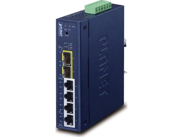 PLANET Industrial L2/L4 4-Port, Håndtert, L2/L4, Gigabit Ethernet (10/100/1000), Full tosidig, Kan monteres på vegg