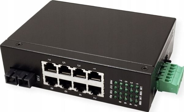 ROLINE Industrial Switch, 7x RJ-45, 1x SC, unmanaged, Full tosidig