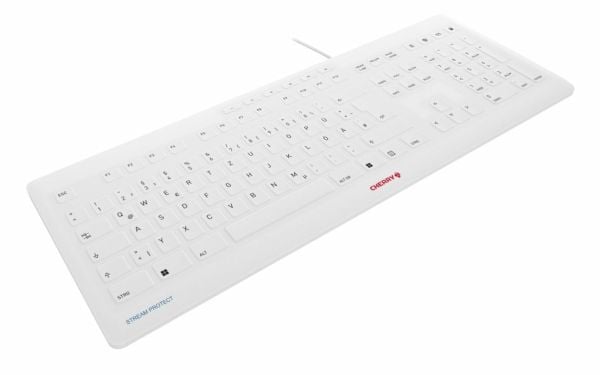 CHERRY STREAM KEYBOARD - Tastatur - desinfiserbart hygienetastatur - vaskbar - USB - QWERTY - Nordisk - perlegrå