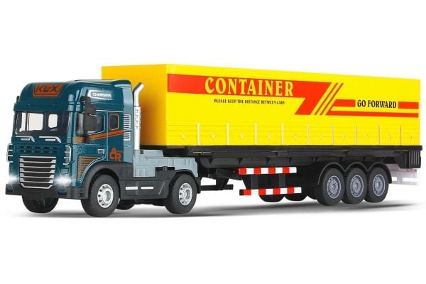Die-cast truck with cargo trailer w/light & sound
