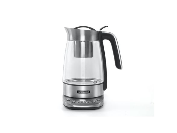 Muse MS-320 T, 1,2 l, 2200 W, Gjennomsiktig, Glass, Rustfritt stål, Justerbar termostat, Trådløs