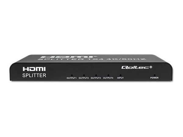 Qoltec - Video/lyd-splitter - active, high stability - 4 x HDMI - stasjonær - DC
