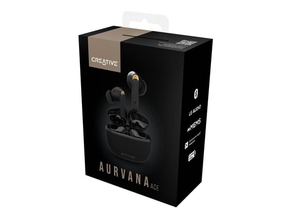 Creative Aurvana Ace - True wireless-hodetelefoner med mikrofon - i øret - Bluetooth - aktiv støydemping - svart, bøkker
