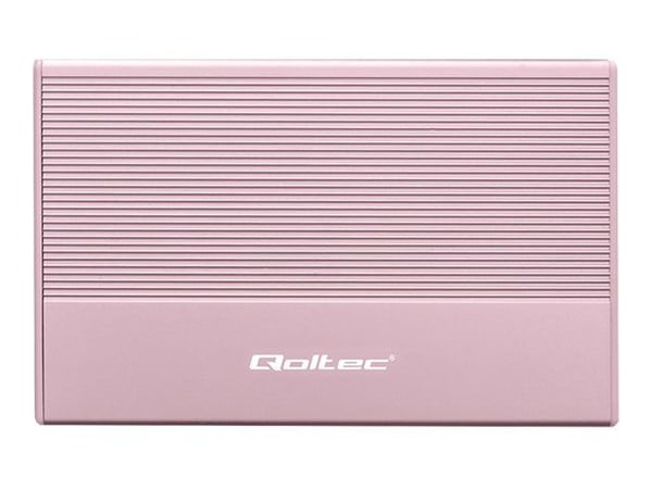 Qoltec aluminiumshus | SSD HDD 2,5" stasjonsplass | SATA | USB 3.0 | Superhastighet 5 Gb/s | 2TB | Rosa