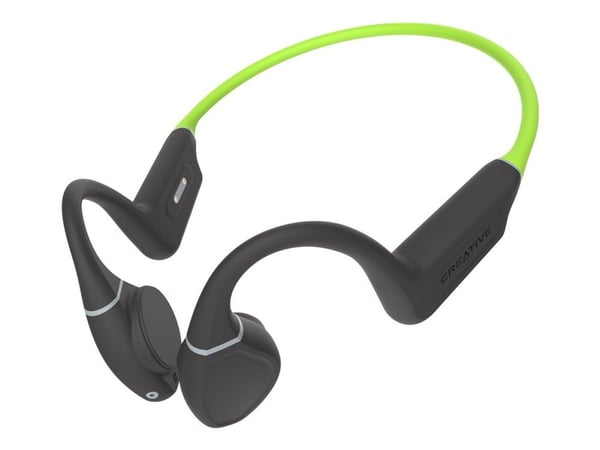 Creative Outlier Free+ - Hodetelefoner med mikrofon - åpent øre - bak-nakken-montering - Bluetooth - trådløs - limegrønn, mørk skifergrå