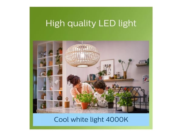 Philips - LED-filamentlyspære - form: A60 - klar finish - E27 - 2.3 W (ekvivalent 40 W) - klasse A - kjølilg hvitt lys - 4000 K
