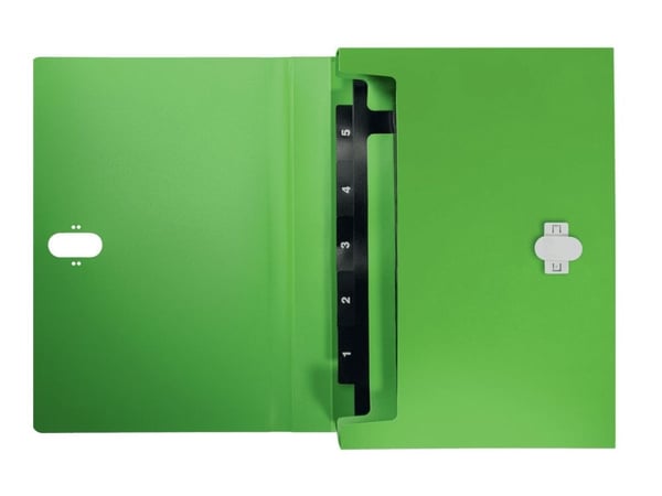 Leitz Recycle - Utvidbar mappe - 5 rom - 5 deler - fortrykt: 1-5 - for A4 (210 x 297 mm) - kapasitet: 250 ark - med fliker - grønn