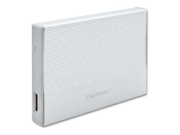 Qoltec aluminiumshus | SSD HDD 2,5" stasjonsplass | SATA | USB 3.0 | Superhastighet 5 Gb/s | 2TB | Sølv
