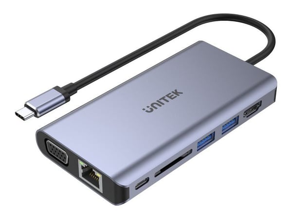 USB HUB Unitek HUB 8-i-1 USB-C 3.1; HDMI; VGA; RJ45; SD; PD 100W; D1019B