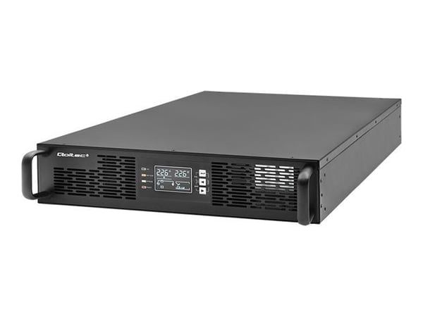 Qoltec - UPS (kan monteres i rack) - power factor 1.0, LCD, EPO, on-line - AC 110-300 V - 2000 watt - 2000 VA - 7 Ah - RS-232, USB - utgangskontakt...