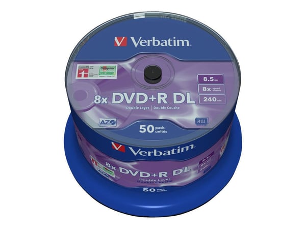 Verbatim - 50 x DVD+R DL - 8.5 GB (240 min) 8x - matt sølv - spindel