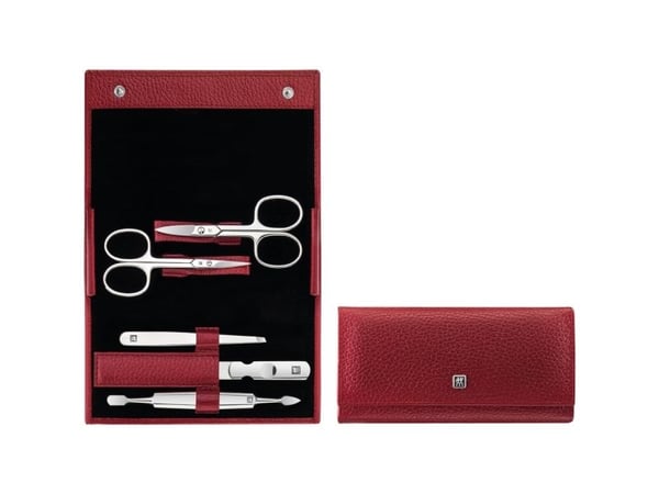 Zwilling Beauty for manikyr Zwilling Classic Inox rød, lærfutteral, 5 artikler